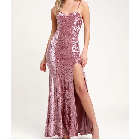 Simply Elegant Blush Pink Sequin Maxi - Picture 3 of 8